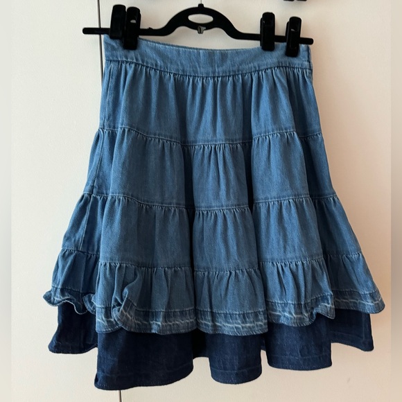 SANDRO Fanfan Tiered Denim Mini Skirt Size 38 New with tags US 6 - Picture 9 of 16